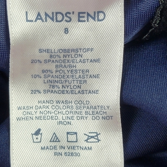 Lands' End Deep Sea Polka Dot V-Neck Wrap Underwire Tankini Swim Top Sz 8 - Picture 14 of 16